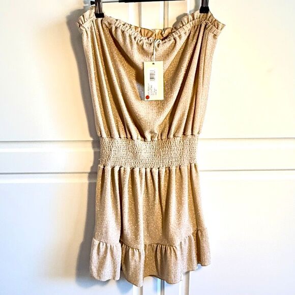 NWT Ramy Brook women's Knit Marina Strapless Sparkle Dress in neutral color. Siz - Picture 12 of 14